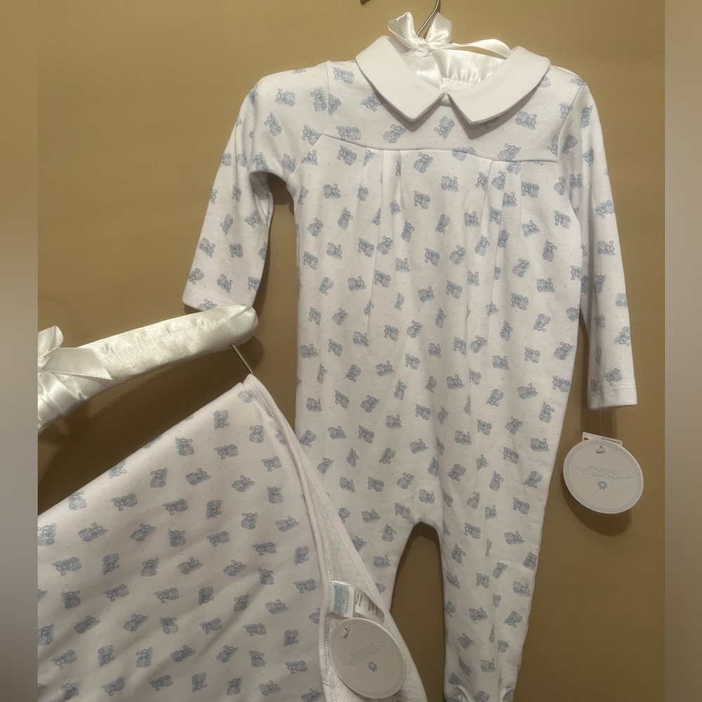 Edgehill collection Boys train blanket and sleeper 6 months NWT